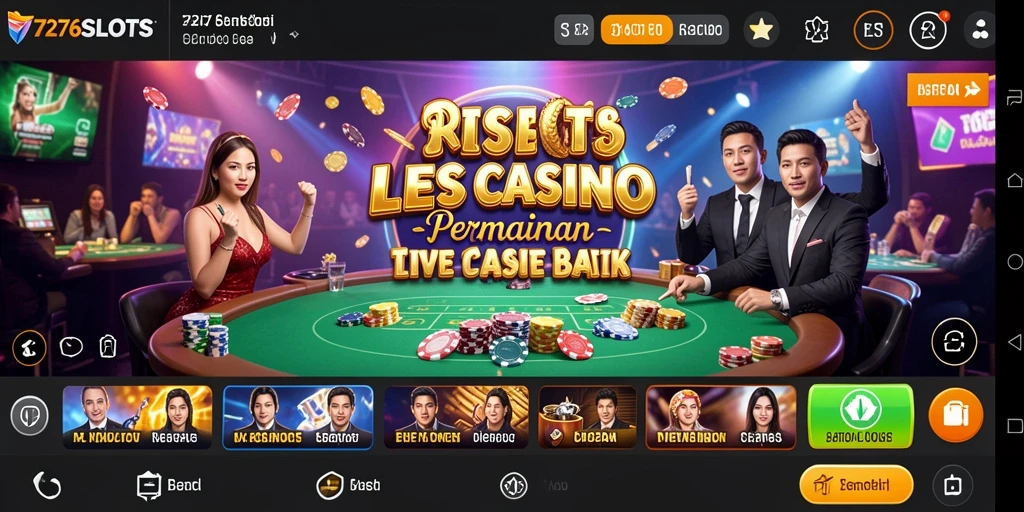 Screenshot game 7276SLOTS menampilkan dealer langsung dan gameplay yang mendebarkan.