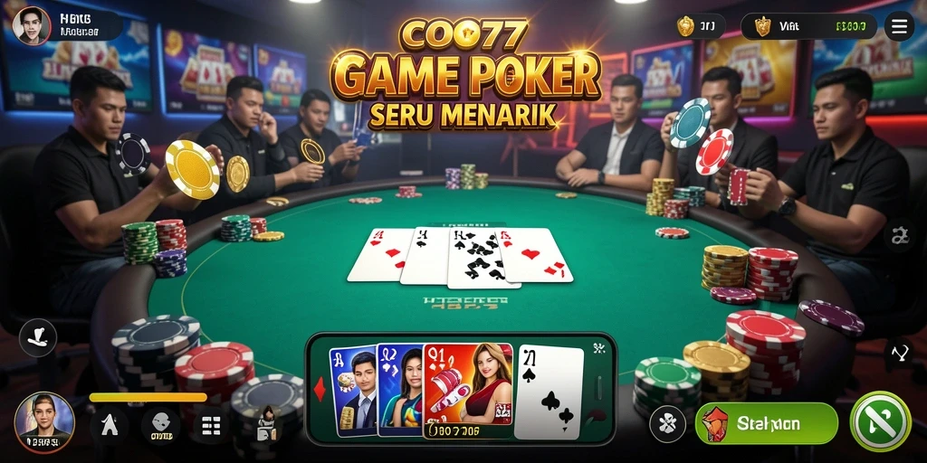 Tampilan gameplay poker yang seru dan dinamis.