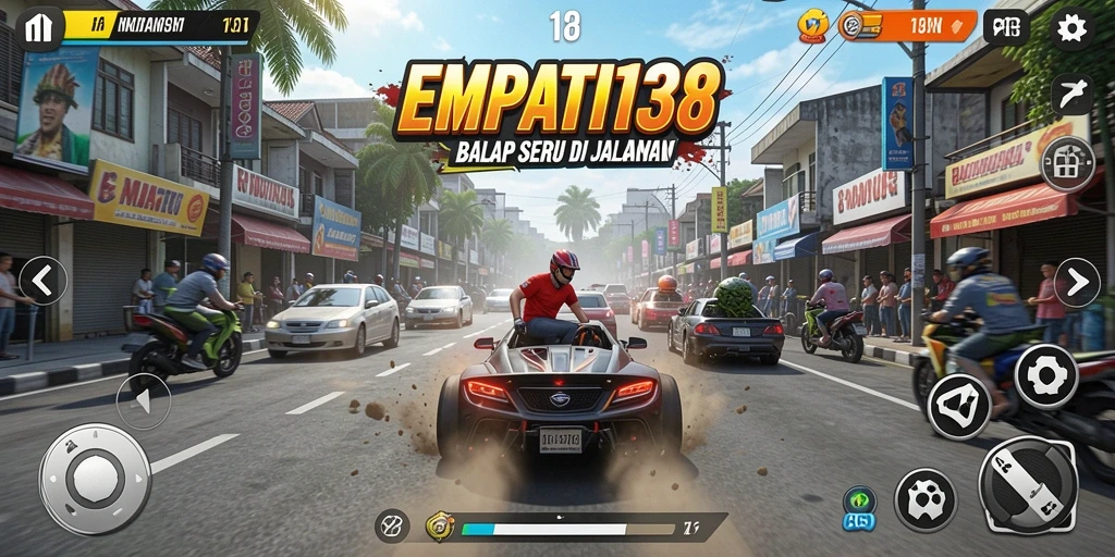 Tampilan gameplay seru balapan di jalanan dalam EMPATI138.
