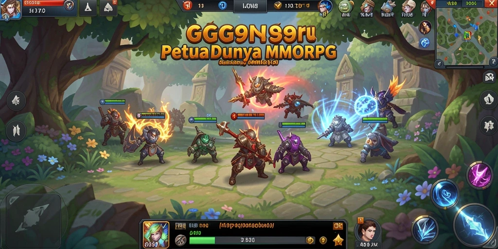 Screenshot gameplay GG999 yang menunjukkan aksi seru dalam pertempuran MMORPG.