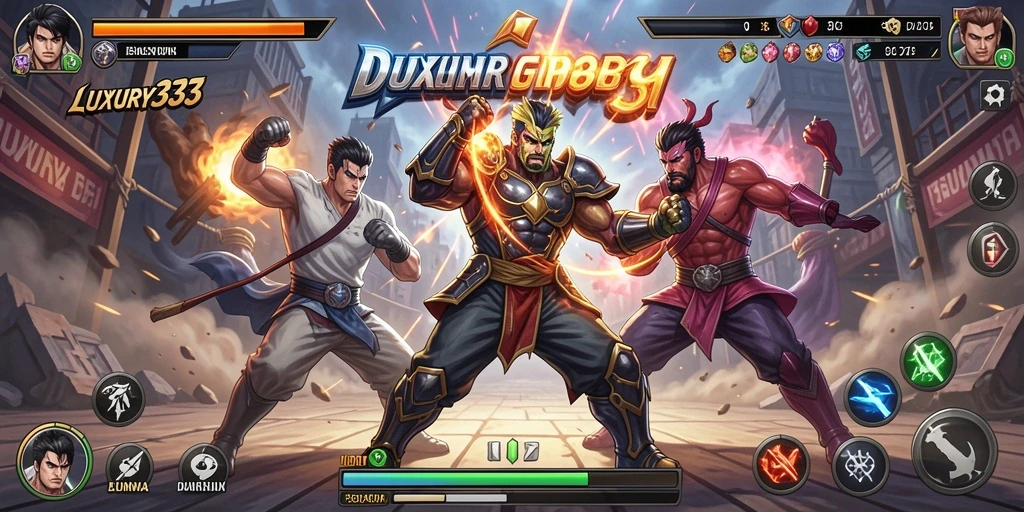 Tampilan gameplay LUXURY333 saat pertarungan epik berlangsung.