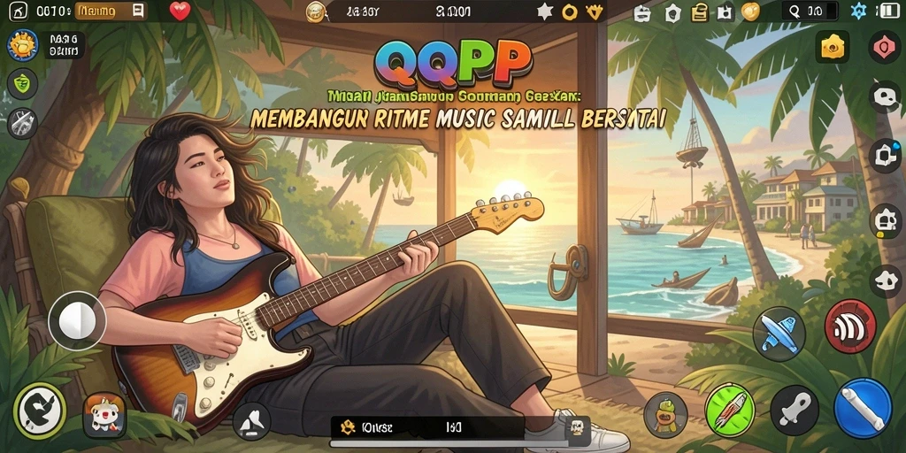 Screenshot menunjukkan pemain merasakan pengalaman bermain musik yang seru di QQRP.
