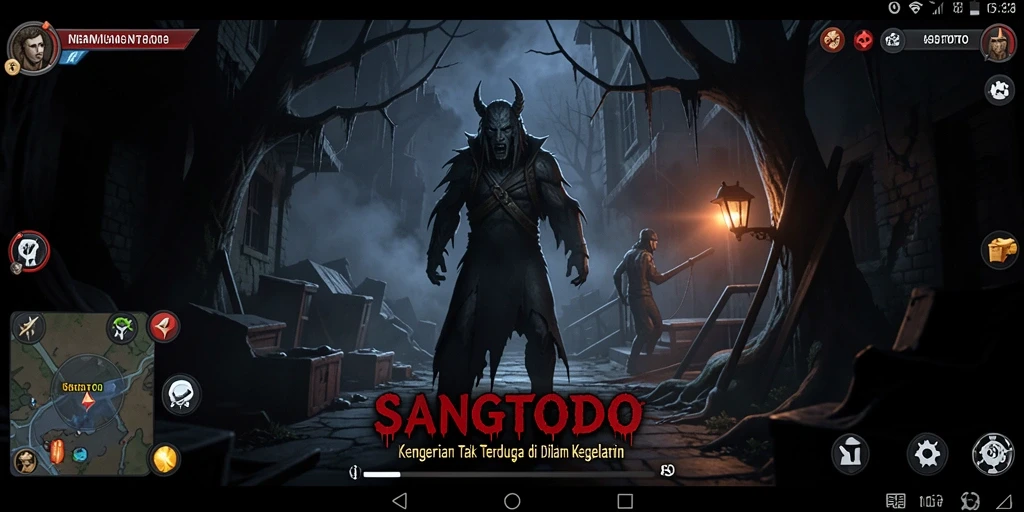 Gameplay SANGTOTO dengan suasana menyeramkan dan momen-momen menegangkan.