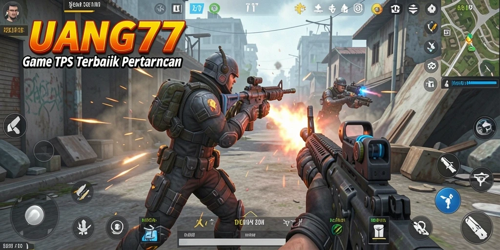 Screenshot utama UANG77 menampilkan aksi seru dalam pertempuran TPS.