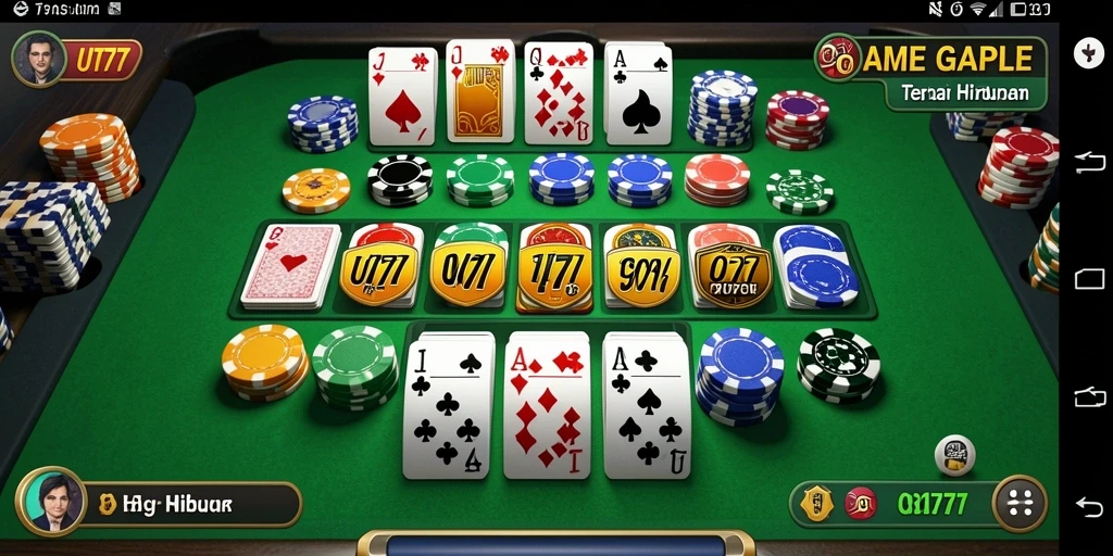 Screenshot UT77 menunjukkan antarmuka permainan Gaple yang menarik.